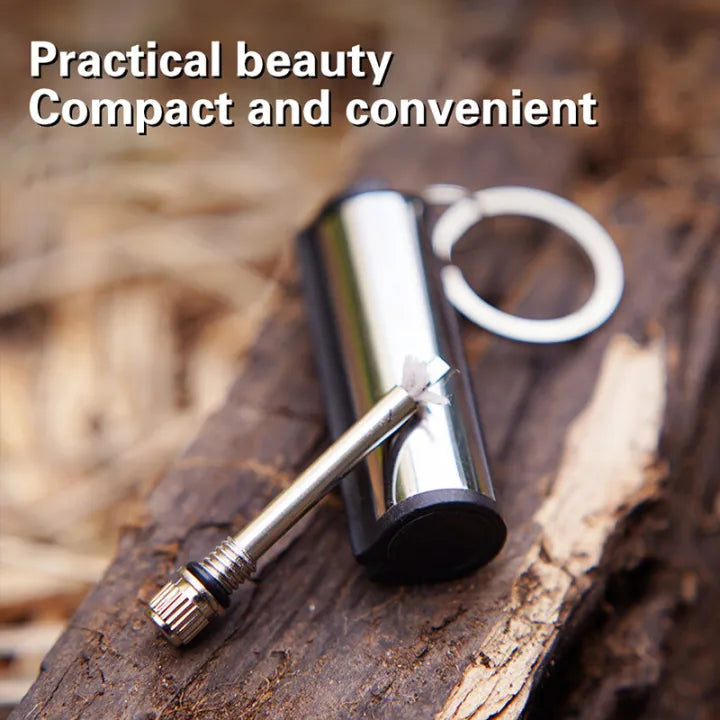 Survival Flint Fire Starter Keychain Lighter – Portable Flint Match Lighter, Windproof & Waterproof for Camping & Hiking – Kerosene Refillable Fire Starter Lighter