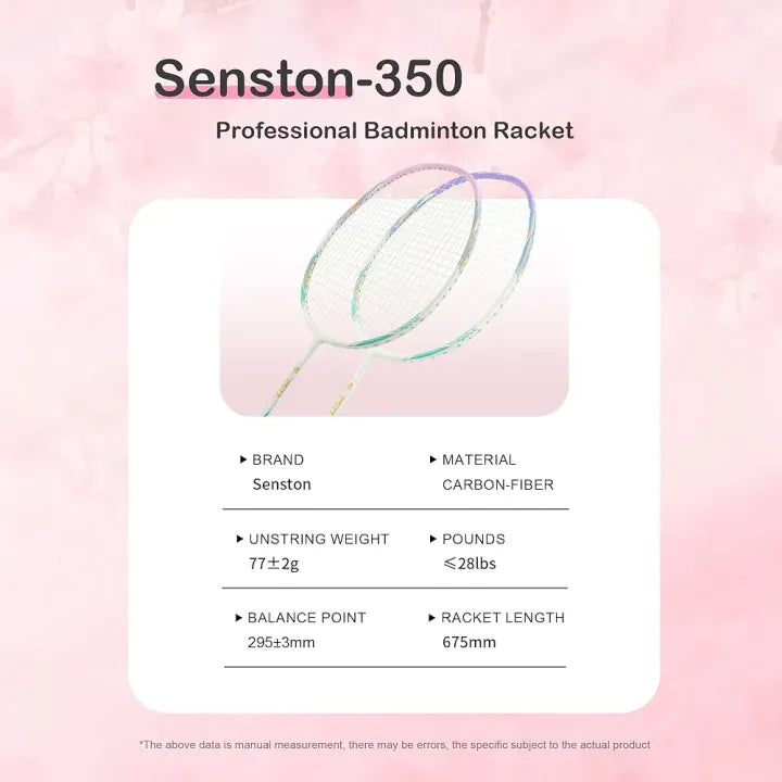 Senston Badminton Racquet Lightweight Professional Full Carbon-Fiber 5U Badminton Rackets Set with Grip